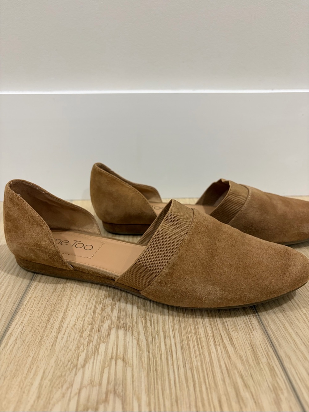Me Too Suede Flats in Chestnut Brown - Comfortable Women's Slip-Ons. Size 7.5